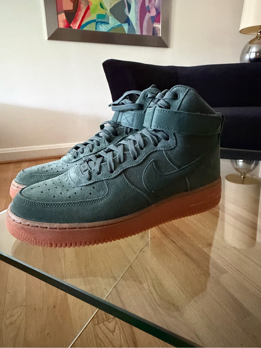 Nike High-Top Sneakers in Forest Green with Gum Sole